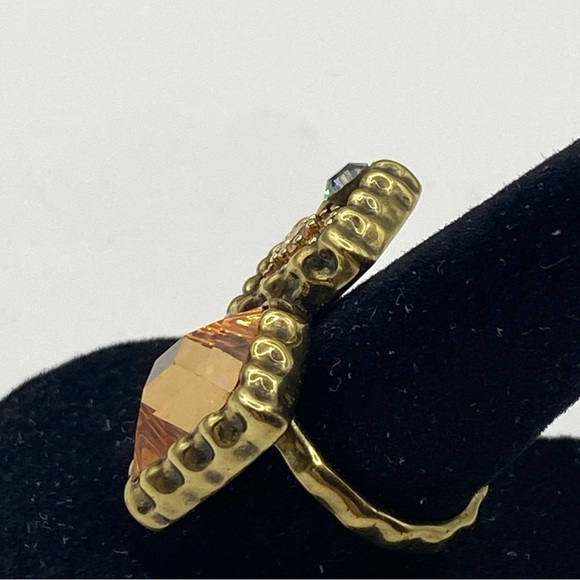 Carolina Herrera Luxury Vintage Dual Stone Ring from the 80s Gold Plated B/6.5” - Picture 11 of 13